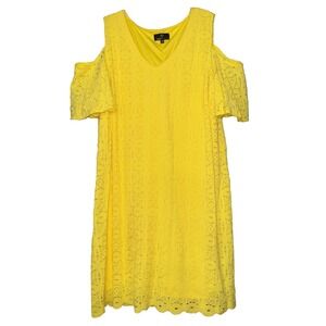 Ronnie Nicole Women 22W Cold Shoulder Dress‎ Lace Overlay Cottage Boho Summer